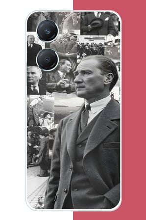 Vivo Y18 Uyumlu atatürk kolaj.jpeg Baskılı Silikon Kılıf
