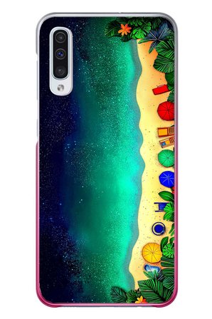 Samsung Galaxy A50 Uyumlu Tatil Kumsal Gecesi Baskılı Silikon Kılıf