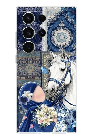 Samsung Galaxy S26 Ultra Uyumlu Geleneksel Motifli Beyaz At Baskılı Silikon Kılıf