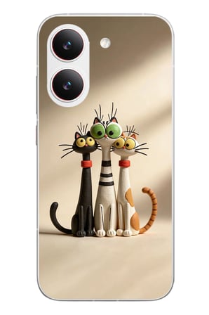 Poco X8 Pro
 Uyumlu Neşeli Kedi Ailesi Baskılı Silikon Kılıf