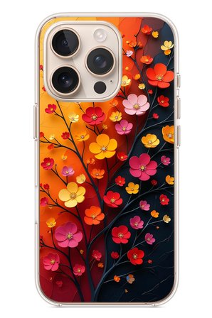 İphone 16 Pro Uyumlu Sonbahar Çiçekleri Baskılı Silikon Kılıf