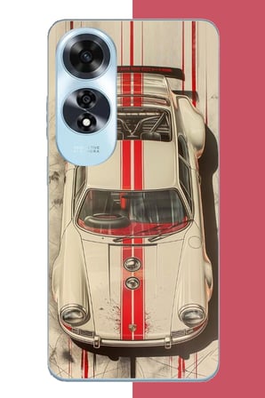 Oppo A60 Uyumlu kırmızı çizgili porsche Baskılı Silikon Kılıf