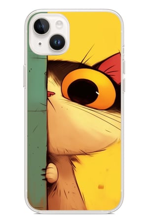 İphone 14 Plus Uyumlu Tek Gözlü Kedi Baskılı Silikon Kılıf