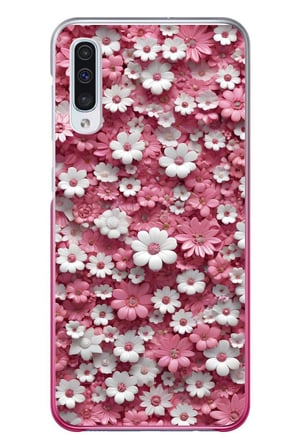 Samsung Galaxy A50 Uyumlu Beyaz Pembe Papatyalar Baskılı Silikon Kılıf