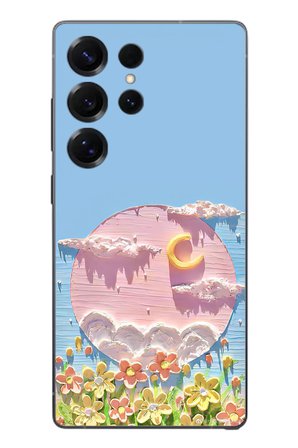 Samsung Galaxy S25 Ultra Uyumlu Çiçekli Ay Baskılı Silikon Kılıf