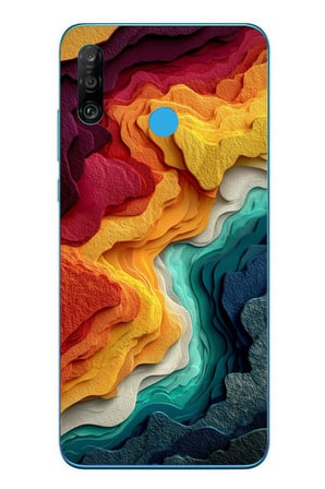 Huawei P30 Lite Uyumlu Renk Dalgaları Baskılı Silikon Kılıf