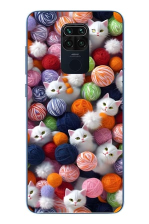Redmi Note 9 Uyumlu Renkli Kediler Baskılı Silikon Kılıf
