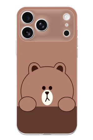 İphone 17 PRO Uyumlu Kahverengi Ayı Tasarımlı Baskılı Silikon Kılıf