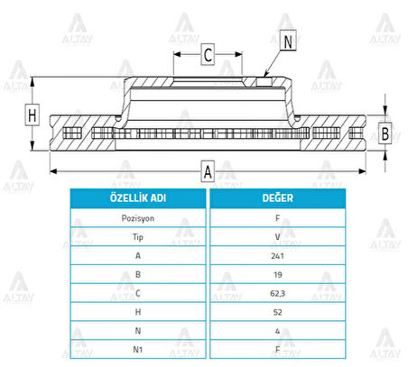 FREN DİSKİ ACCENT 2003-2006 ADMIRE / ÖN HAVALI 241-4 51712 25061 (2 ADET)