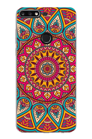 Huawei Y7 2018 - Honor 7C Uyumlu Mandala Baskılı Silikon Kılıf