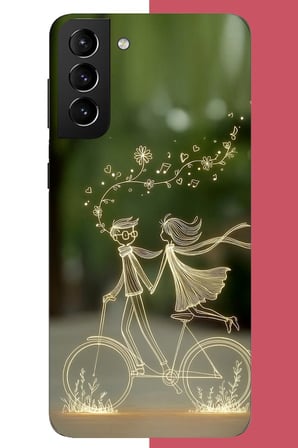 Samsung Galaxy S21 PLUS Uyumlu Bisikletli Aşk Baskılı Silikon Kılıf