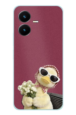 Vivo Y22S - Y35 Uyumlu Çiçekli Ördek Baskılı Silikon Kılıf