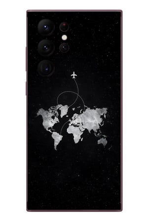 Samsung Galaxy S22 Ultra Uyumlu Dünya Haritası Uçuş Baskılı Silikon Kılıf