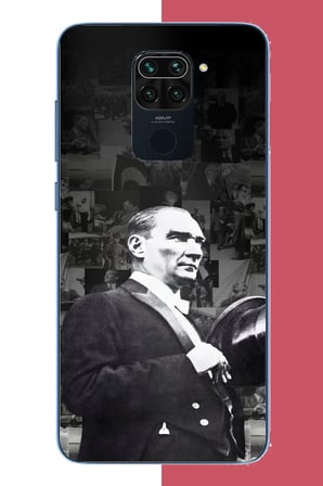 Redmi Note 9 Uyumlu şapka ile selamlayan atatürk Baskılı Silikon Kılıf