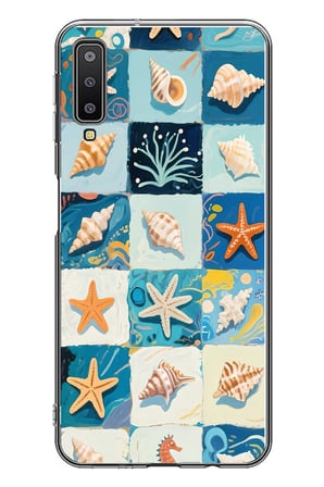 Samsung Galaxy A7 2018 Uyumlu Deniz Kabukları Baskılı Silikon Kılıf