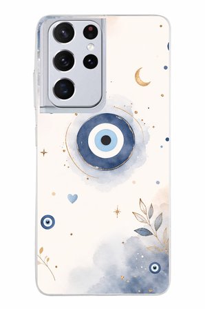 Samsung Galaxy S21 ULTRA Uyumlu Şans Getiren Nazar Tasarımı Baskılı Silikon Kılıf