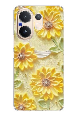 Vivo V60 Uyumlu Rölyef Bahçesi Baskılı Silikon Kılıf