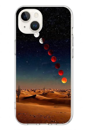 İphone 13/14 Uyumlu Ayın Geçişi Baskılı Silikon Kılıf