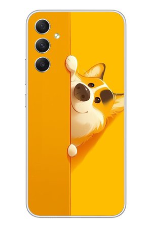 Samsung Galaxy A34 Uyumlu Sarı Köpek Baskılı Silikon Kılıf