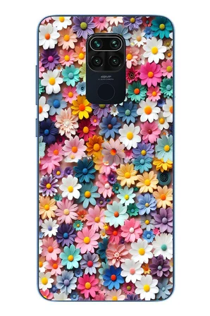 Redmi Note 9 Uyumlu Pastel Çiçekler Baskılı Silikon Kılıf