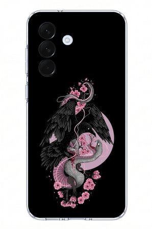 Samsung Galaxy A57 Uyumlu Pembe Siyah Yılan Baskılı Silikon Kılıf