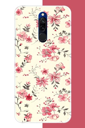 Redmi 8 Uyumlu kırmızı pattern Baskılı Silikon Kılıf