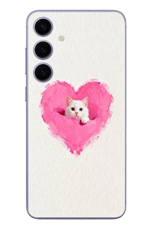 Samsung Galaxy S24 Plus Uyumlu Pembe Kalpli Kedi Baskılı Silikon Kılıf