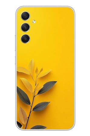 Samsung Galaxy A34 Uyumlu Sarı Siyah Çiçekler Baskılı Silikon Kılıf