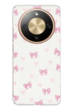 Honor Magic 8 Lite Uyumlu Fiyonklar ve Pembe Kalpler Baskılı Silikon Kılıf