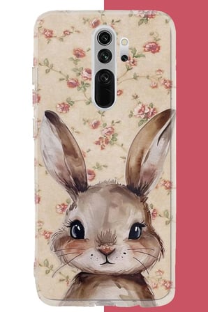 Redmi Note 8 Pro Uyumlu kahverengi tavşan Baskılı Silikon Kılıf