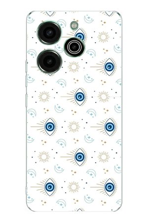 Tecno Pova 6 Pro Uyumlu Nazar Boncuğu Güneş ve Hilal Baskılı Silikon Kılıf