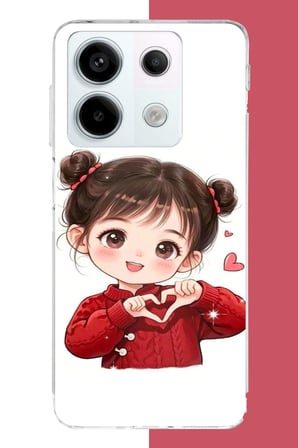 Redmi Note 13 PRO 5G Uyumlu kawaii kalpli kız Baskılı Silikon Kılıf