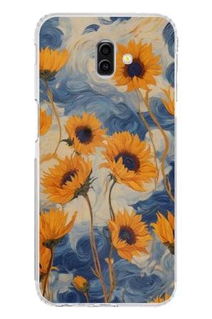 Samsung Galaxy J6 PLUS Uyumlu Yıldızlı Ayçiçekleri Baskılı Silikon Kılıf