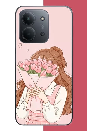 Redmi 15C Uyumlu lale buketli kız Baskılı Silikon Kılıf