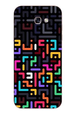Samsung Galaxy A7 (2017) Uyumlu Renkli Karışık Çizgiler Baskılı Silikon Kılıf