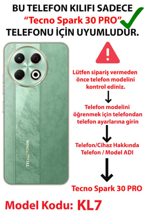 Tecno Spark 30 Pro Uyumlu Türkiye Harita Detaylı Türk Bayrağı Baskılı Silikon Kılıf