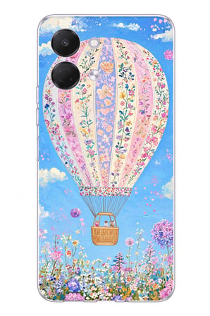 Tecno Spark GO 3 Uyumlu Çiçek Desenli Uçan Balon Baskılı Silikon Kılıf