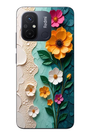 Redmi 12C Uyumlu Güzel Modern Çiçekler Baskılı Silikon Kılıf