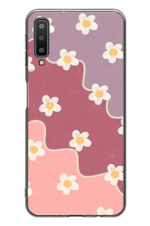 Samsung Galaxy A7 2018 Uyumlu Papatya Dalgaları Baskılı Silikon Kılıf