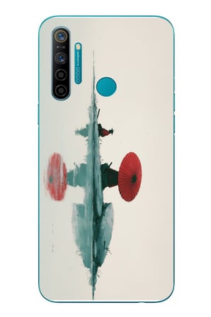 Realme 5i Uyumlu Japon Şemsiyesi Baskılı Silikon Kılıf