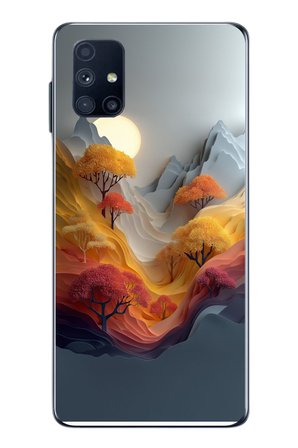 Samsung Galaxy M51 Uyumlu Renk Dalgalı Manzara Baskılı Silikon Kılıf