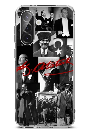Samsung Galaxy A56 Uyumlu Kırmızı Mustafa Kemal Atatürk İmza Baskılı Silikon Kılıf