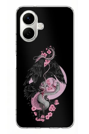 Tecno Spark Go 2 Uyumlu Pembe Siyah Yılan Baskılı Silikon Kılıf