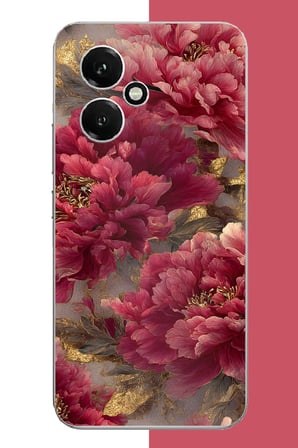 Honor 400 Uyumlu kırmızı çiçek Baskılı Silikon Kılıf