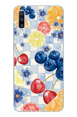 Samsung Galaxy A50-A30S Uyumlu Sulu Boya Meyve ve Çiçek Desenli Baskılı Silikon Kılıf