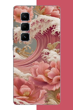 Infinix Hot 50 PRO PLUS+ Uyumlu pembe çiçekli dalga Baskılı Silikon Kılıf