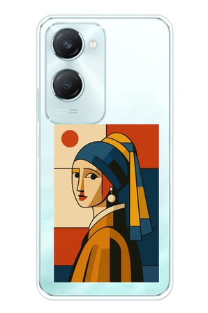 Vivo Y18 Uyumlu Bauhaus İnci Küpeli Kız Baskılı Silikon Kılıf