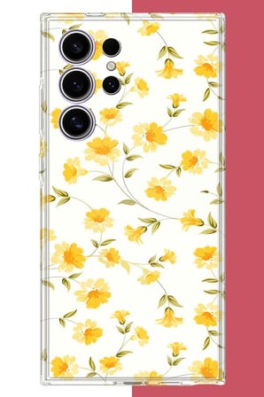 Samsung Galaxy S24 ULTRA Uyumlu sarı çiçek pattern Baskılı Silikon Kılıf