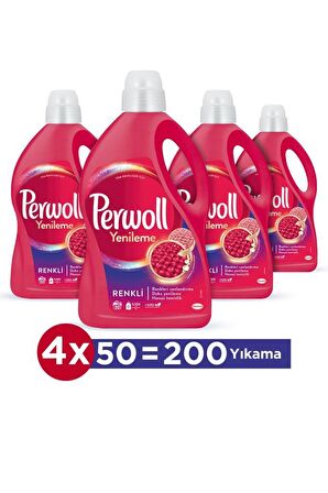 Perwoll Hassas Bakım Sıvı Çamaşır Deterjanı Renkli Yenileme 4 x 2.97 L  200 Yıkama