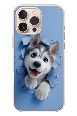 İphone 16 Pro Max Uyumlu Sibirya Kurdu Baskılı Silikon Kılıf